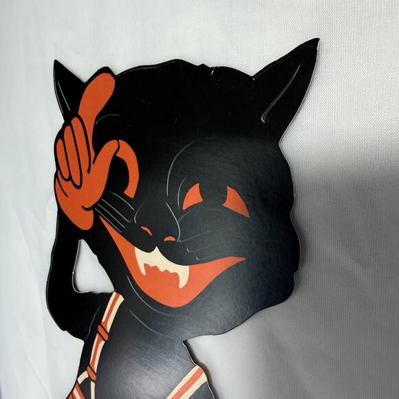 Beistle Scat Cats Cutouts Lot Of Three 1941, 2012 Remake Kitschy Fall Halloween - Picture 8 of 15